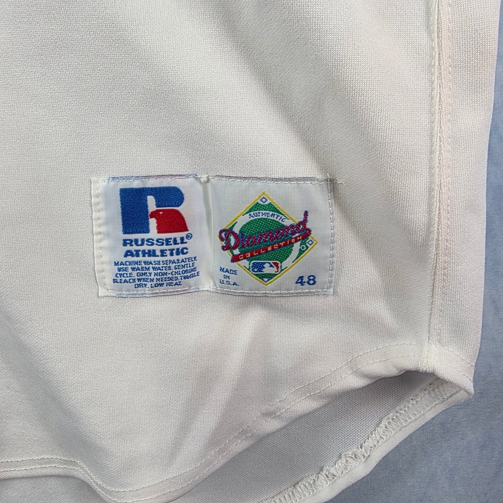 Vintage Russell Athletic USA Baseball Jersey Mens 48 White Button Up Made in USA - Picture 9 of 13